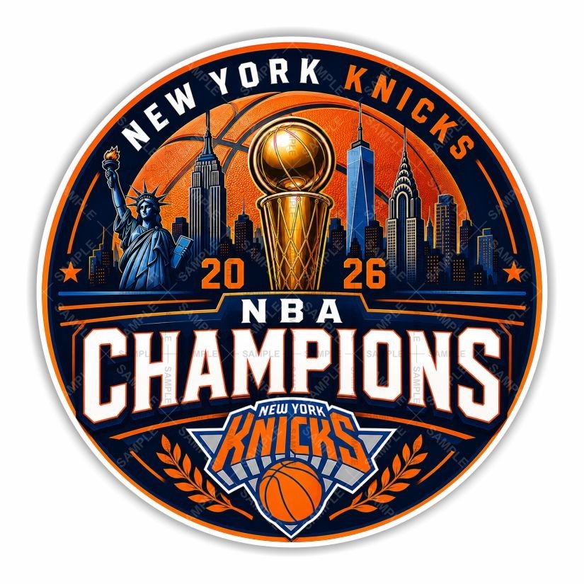 NY Knicks Champions Round Precision Cut Decal