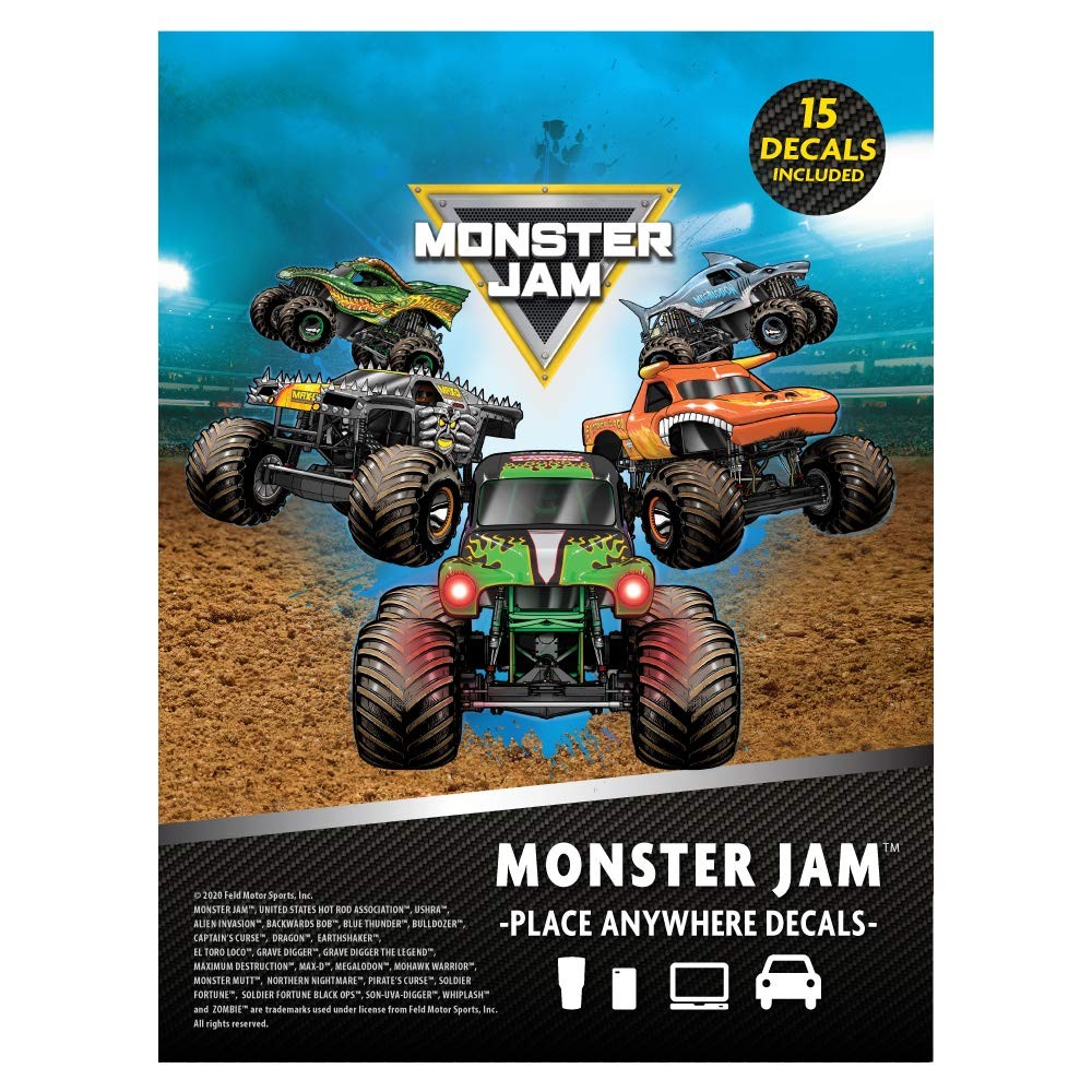 Monster Jam Trucks Decal Pack – Set of 15 Monster Truck Stickers Includes Gra…