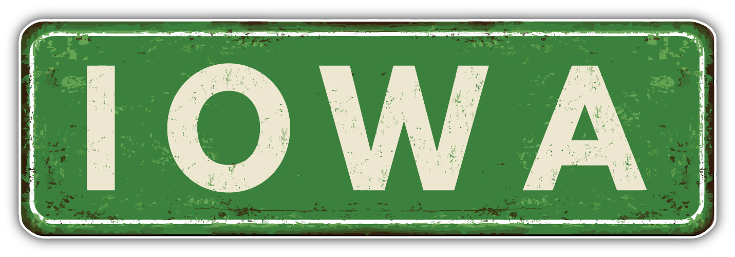 Iowa USA State Grunge Retro Emblem Car Bumper Sticker Decal "SIZES"