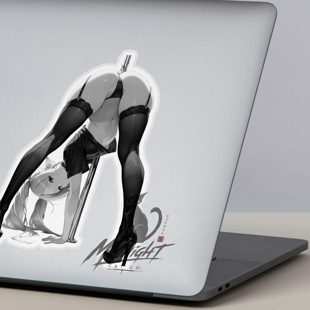 Elf Waifu 7in B&W Vinyl Sticker Anime Manga Lewd Laptop Skateboard Car