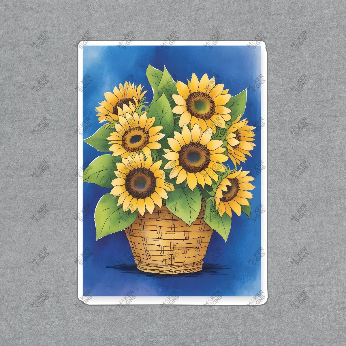 Vibrant Sunflower Basket Art Print Cheerful Floral Decor for Home & #8111