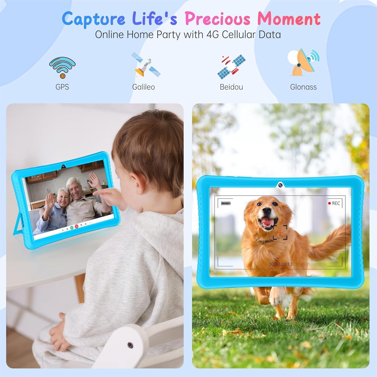 Tablet 10 Inch Android 14, 4G SIM Unlocked, Kid Tablet with SIM Card Slot, IPS T