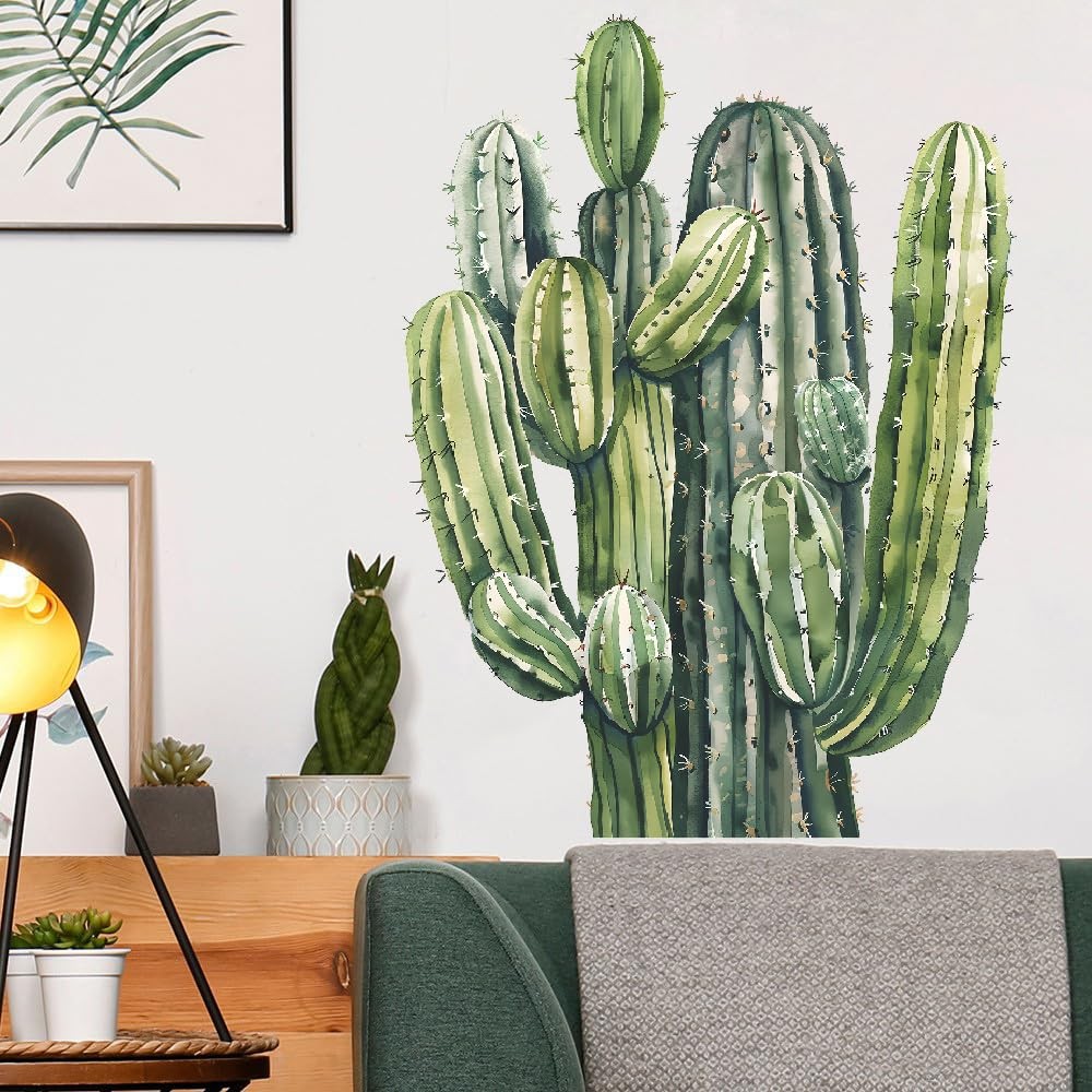 Large Bunch Cacti Wall Decals Botanical Green Plants Cactus Wall Stickers Hom…