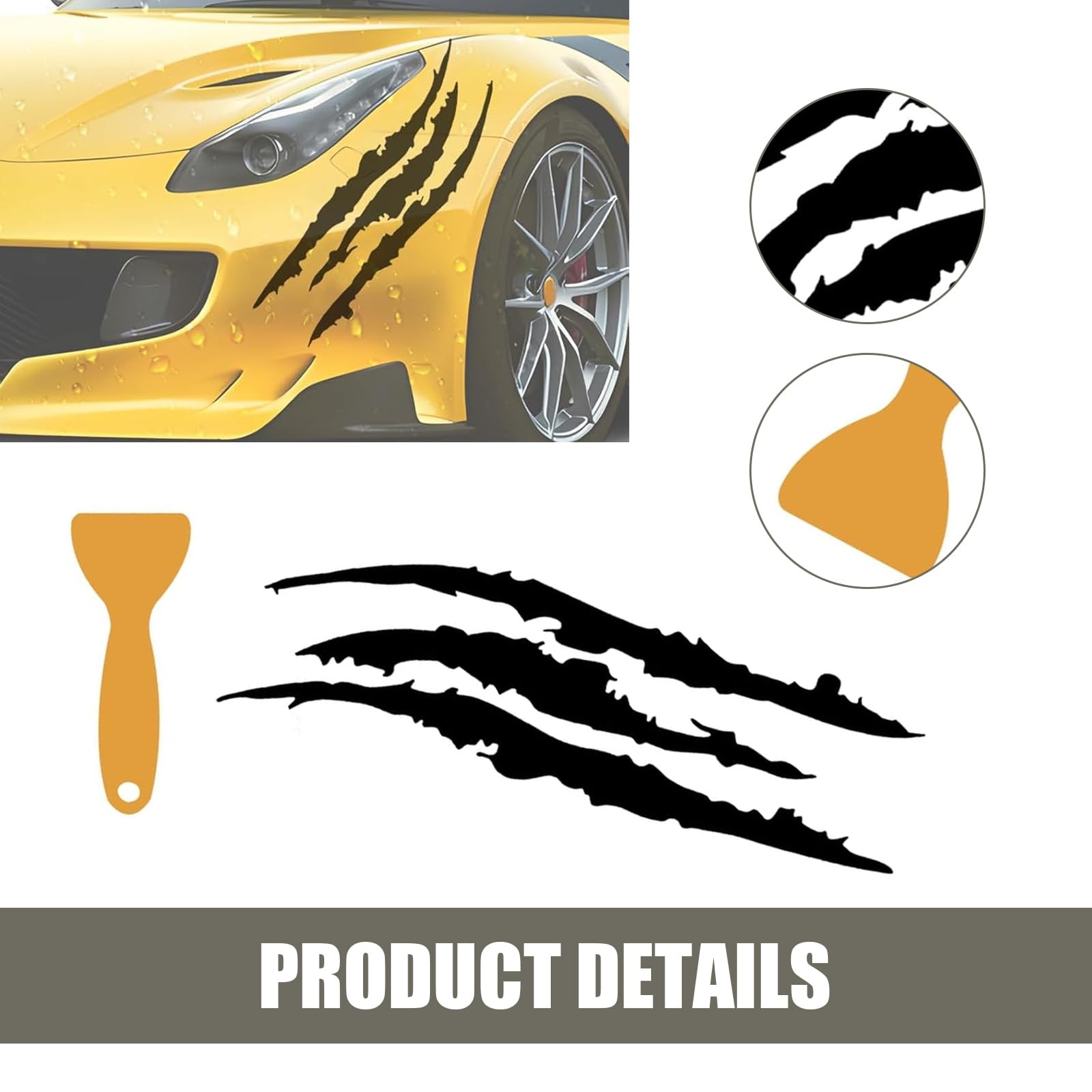 Car Claw Mark Decals Frontlight Reflective Sticker Stripes Scratch Vinyl Decal
