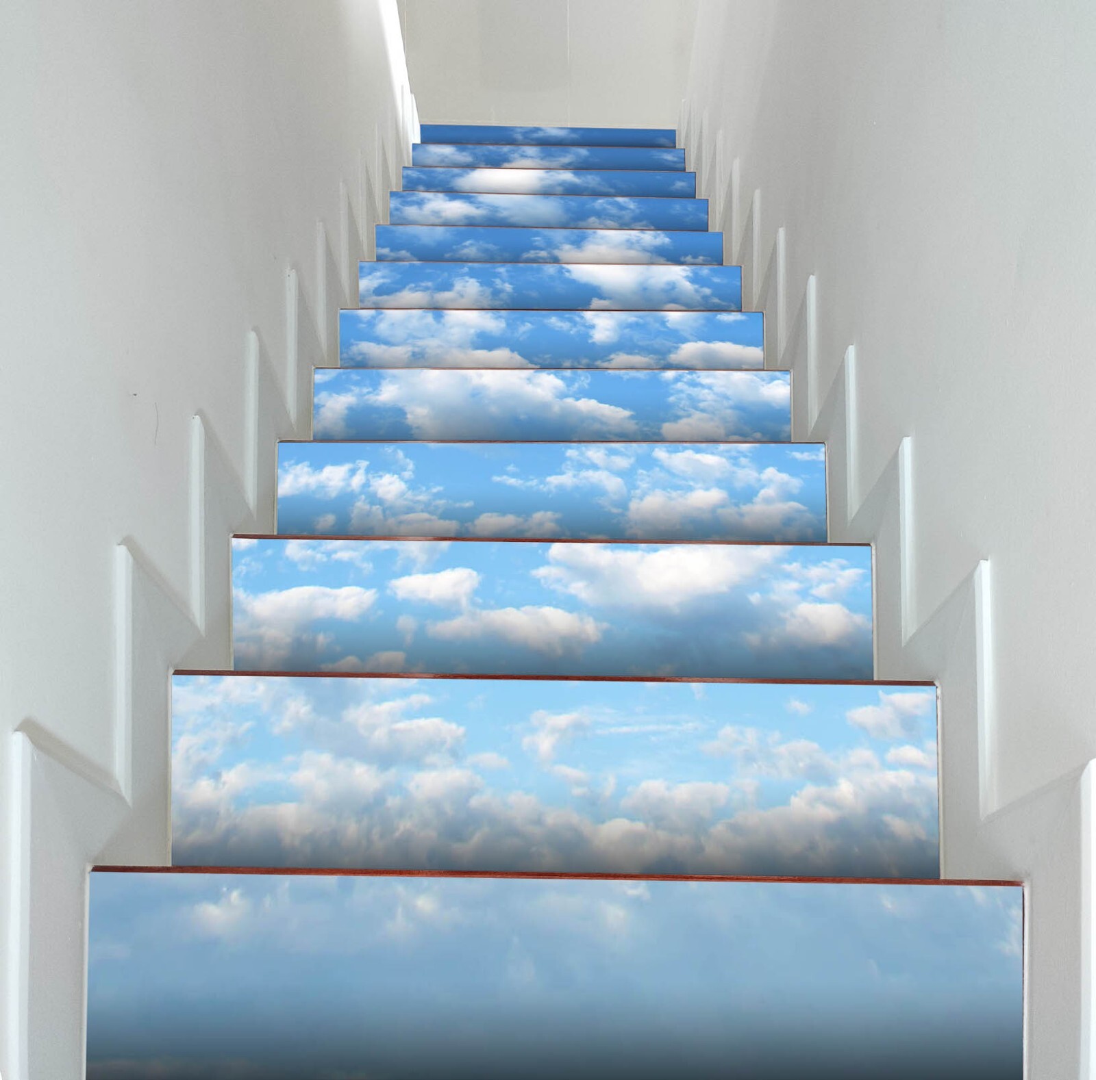 3D Blue Sky W134 Stairs Risers Decoration Photo Mural Vinyl Wallpaper Vera