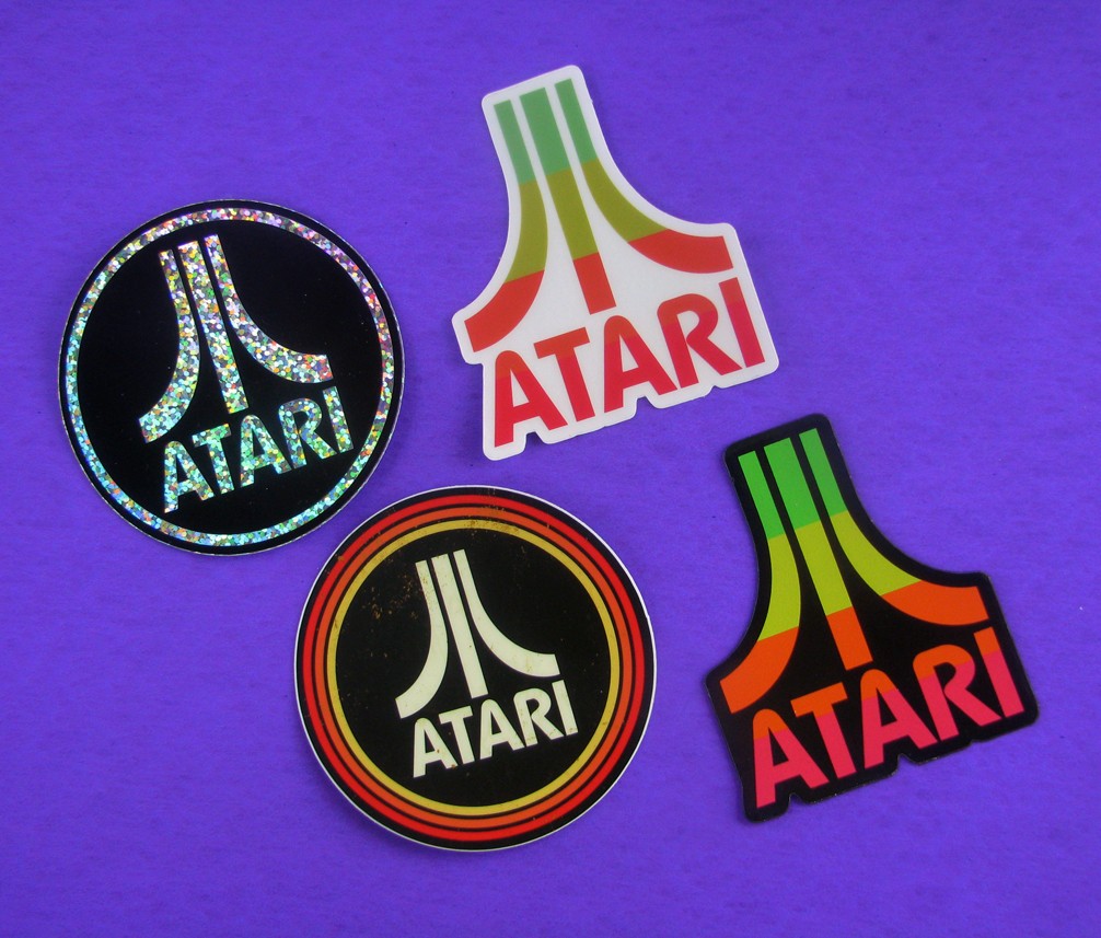 Atari Logo Sticker & Magnet Set Glitter Transparent Decal Retro Video Gaming