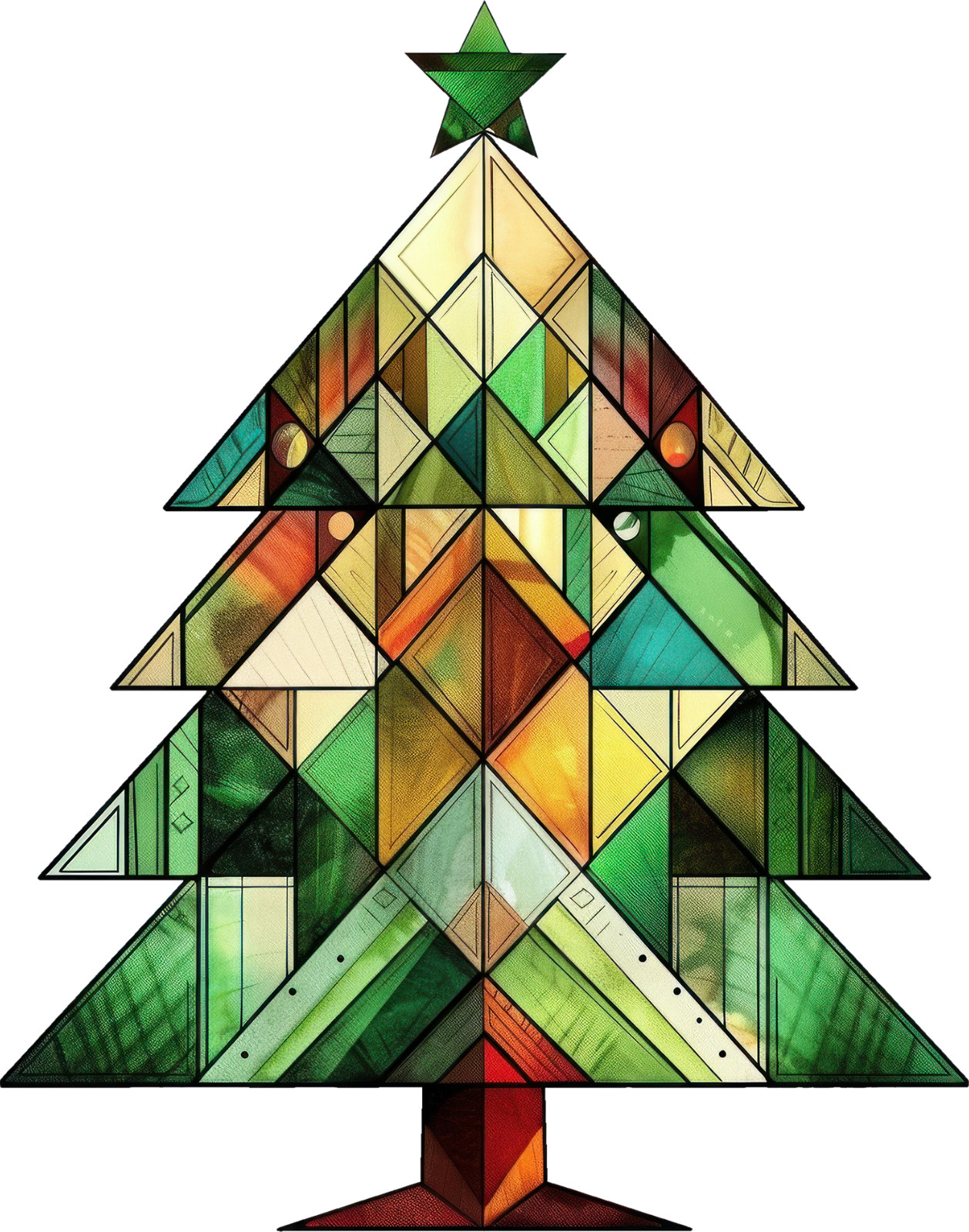 Christmas Tree Stained Glass Wall Decal Sticker 18X18cm Large