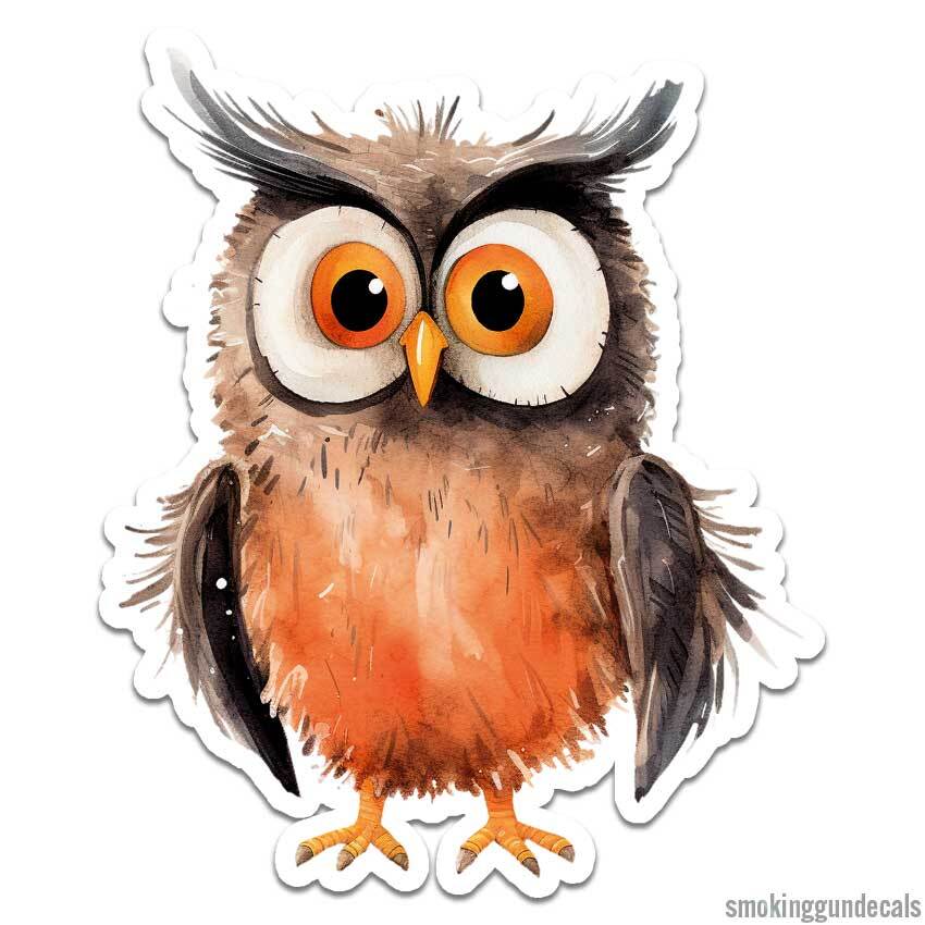 Cute Owl, Vinyl Decal Sticker, Indoor Outdoor, 3 Sizes, #12490