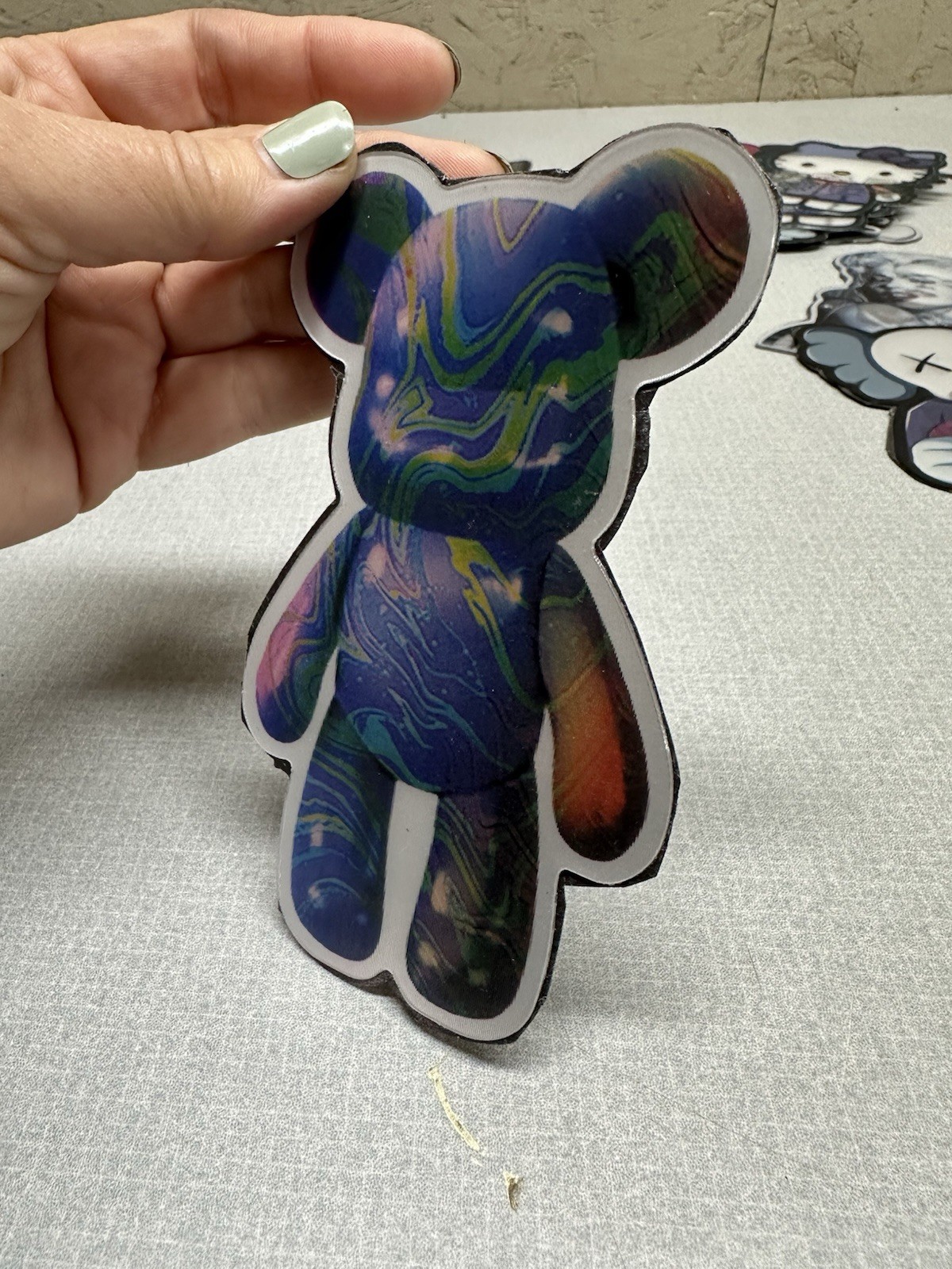 3D Magnet "Drip Bear" "Fluid Bear" Bearbrick Figure Vibrant Purple, Blue, Orange