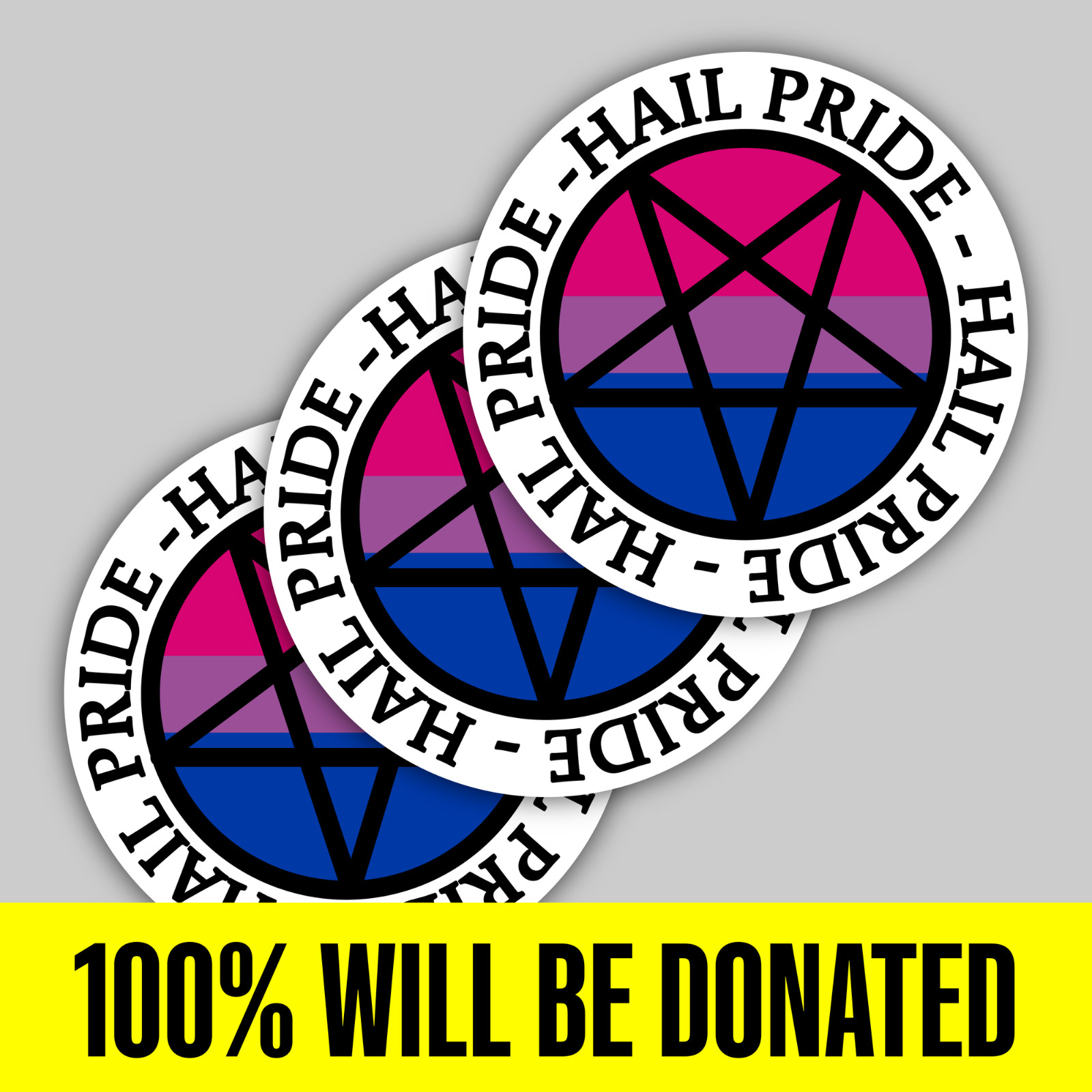 "Hail Pride!" 3 Bisexual Satanic Sticker Pack (5 inches)