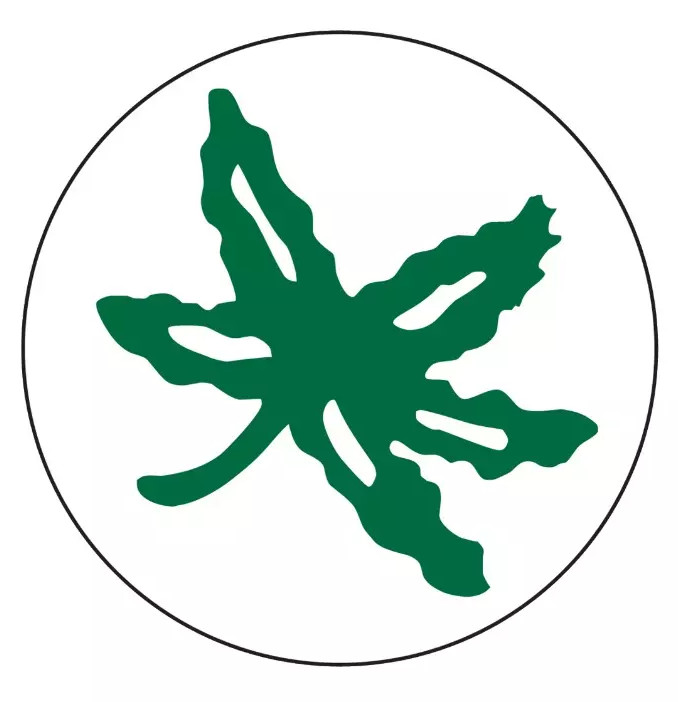 Ohio Buckeye State Leaf Round Laminated Vinyl Sticker/Decal