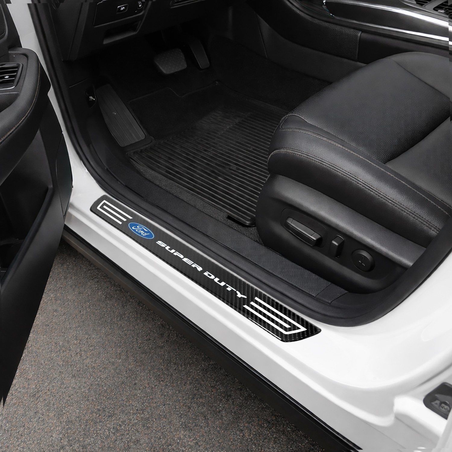 Ford Super-Duty X-Large Black Carbon Fiber 4 Pcs Universal Door Sill Plates