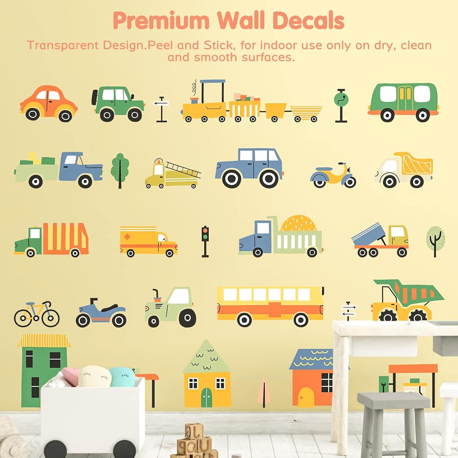 Removable Cartoon City Vehicles Wall Decals Style: Car 2