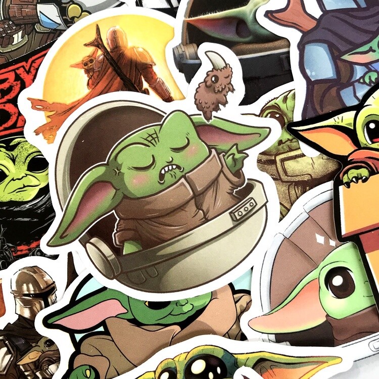 50 Pack Grogu Baby Yoda And The Mandalorian Stickers – USA Seller