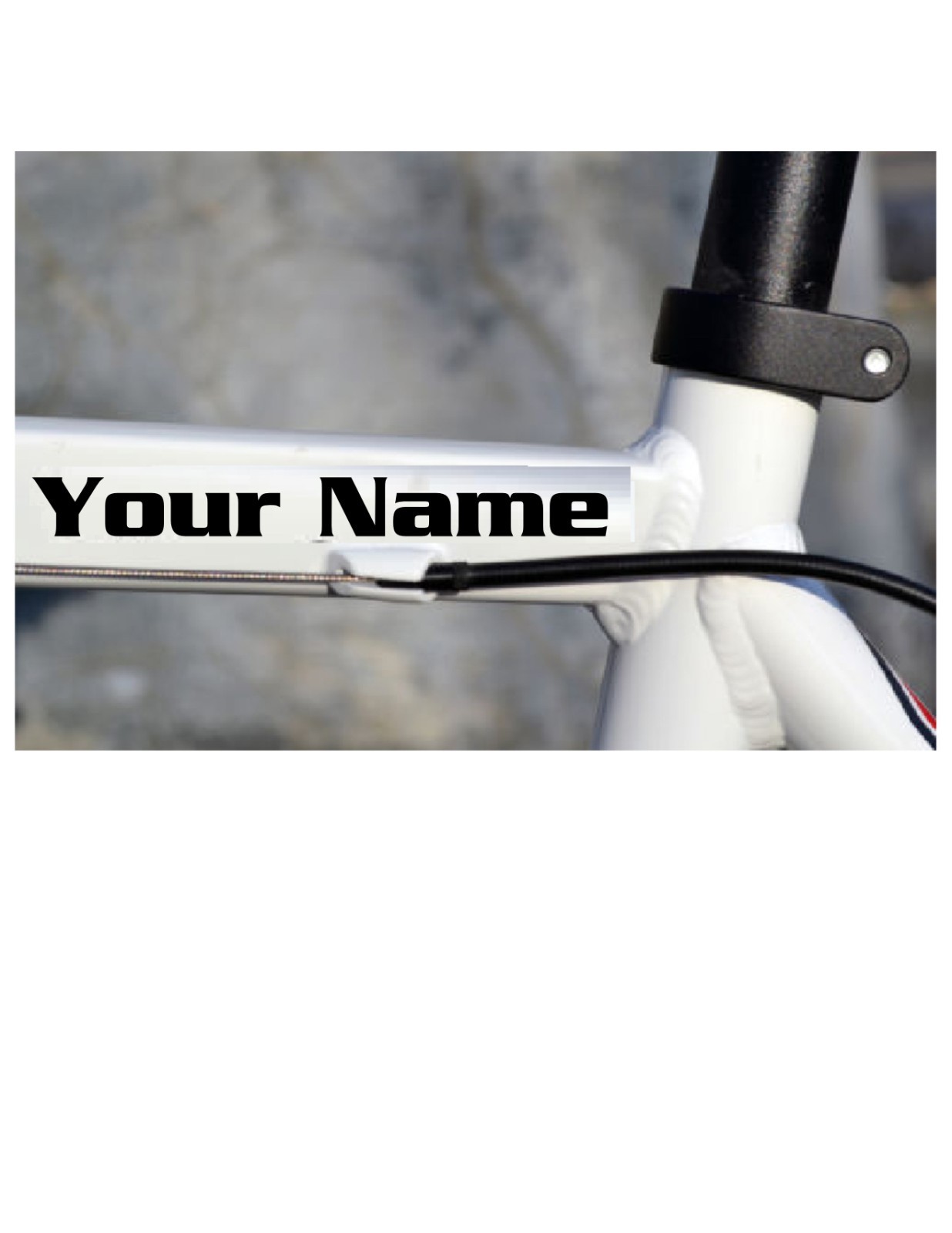 2 CUSTOM BIKE FRAME STICKERS WITH YOUR NAME VINYL DECAL