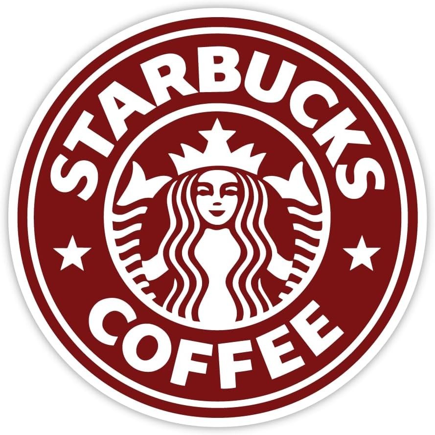 3 (Pieces) 3", 4" and 5" Starbucks Logo Sticker, Waterproof Vinyl Decals