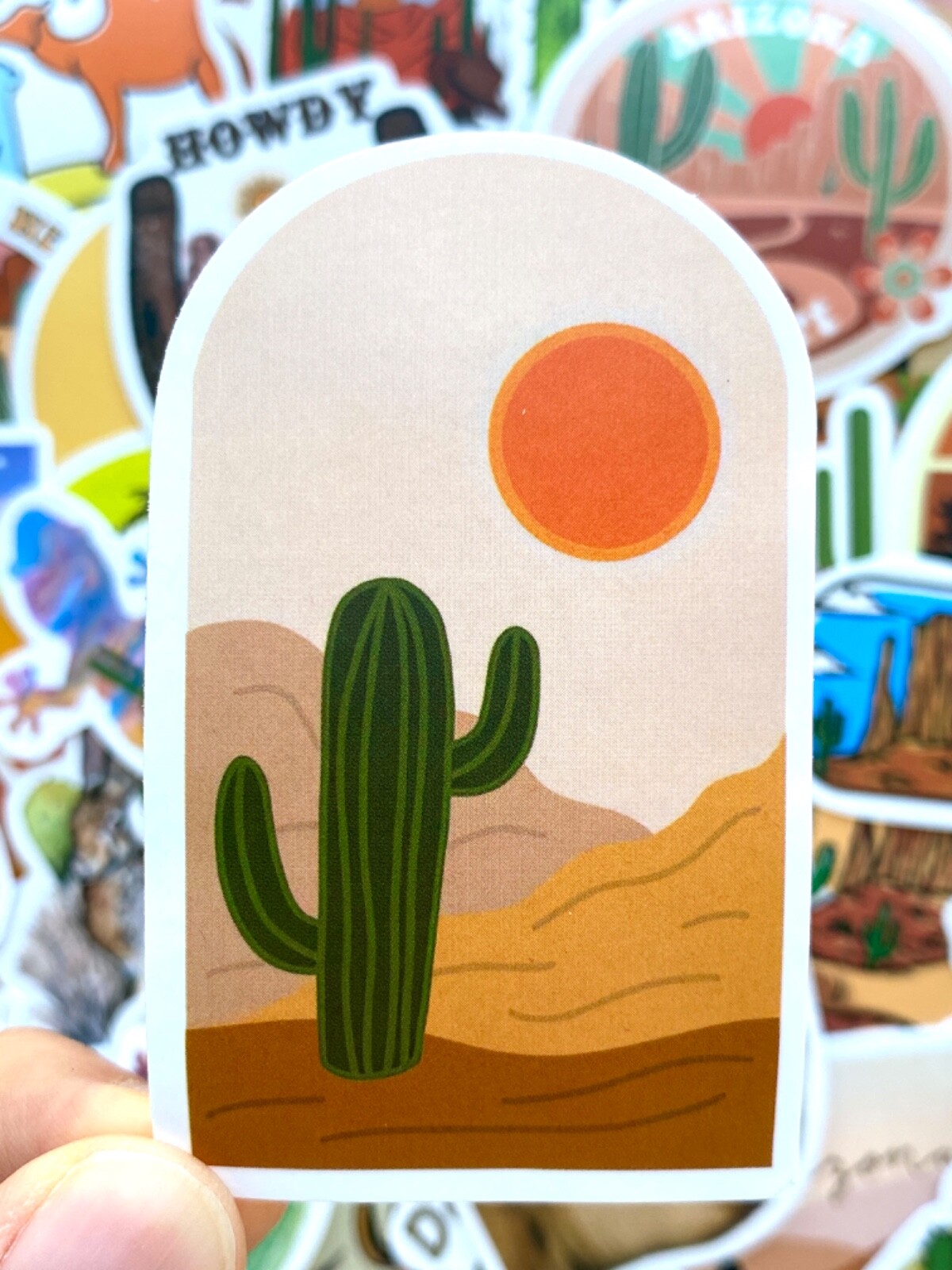 5-50 pcs Cactus Stickers, Retro Travel Arizona Canyon Camel Desert Vinyl Decals