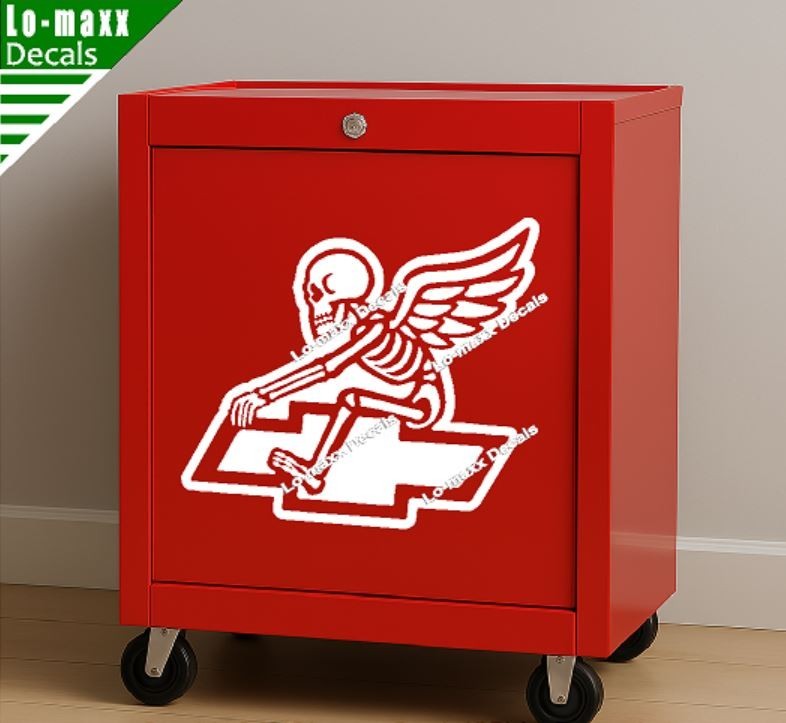 Chevy Bowtie Reaper Skeleton Wings Car Truck Die Cut Vinyl Decal Sticker