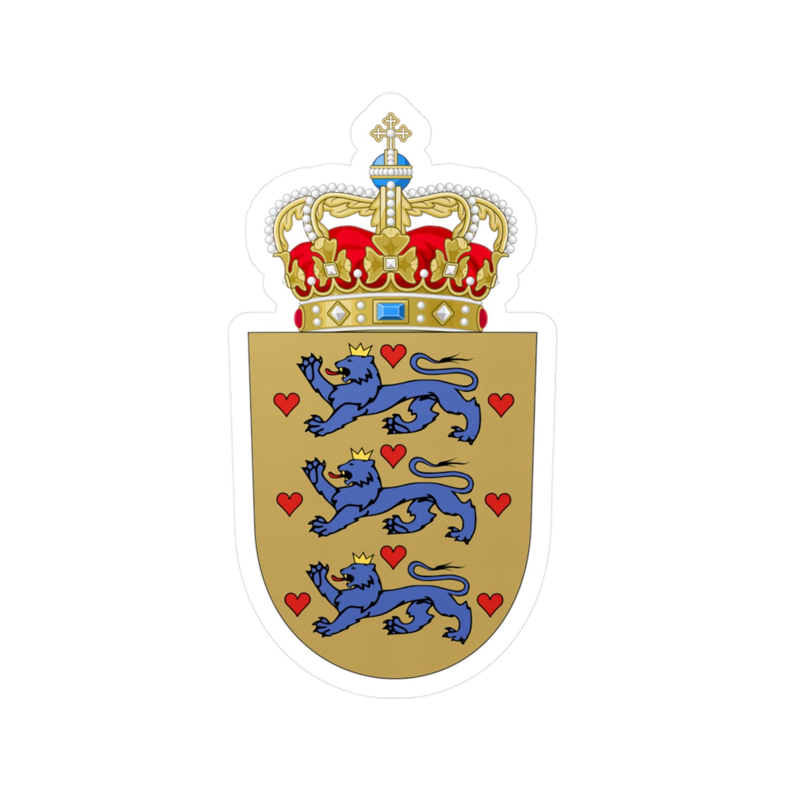 Coat of arms of Denmark Greenland Flag of Denmark Royal Kiss-Cut Decals Sticker