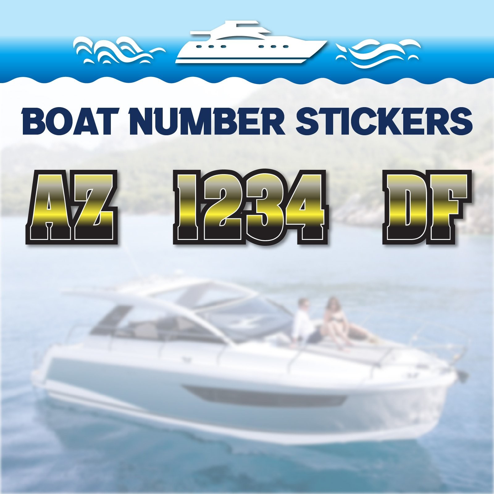 3 inch 2x Watercraft Number Custom Boat Registration Stickers3 inch Gradient