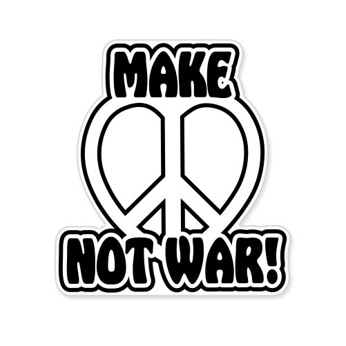 Make Love Peace Not War car bumper sticker decal 4" x 5"