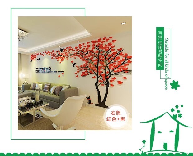 3D Flower Tree Wall Sticker Home Room DIY Art Decor Decal Romantic Acrylic Mural