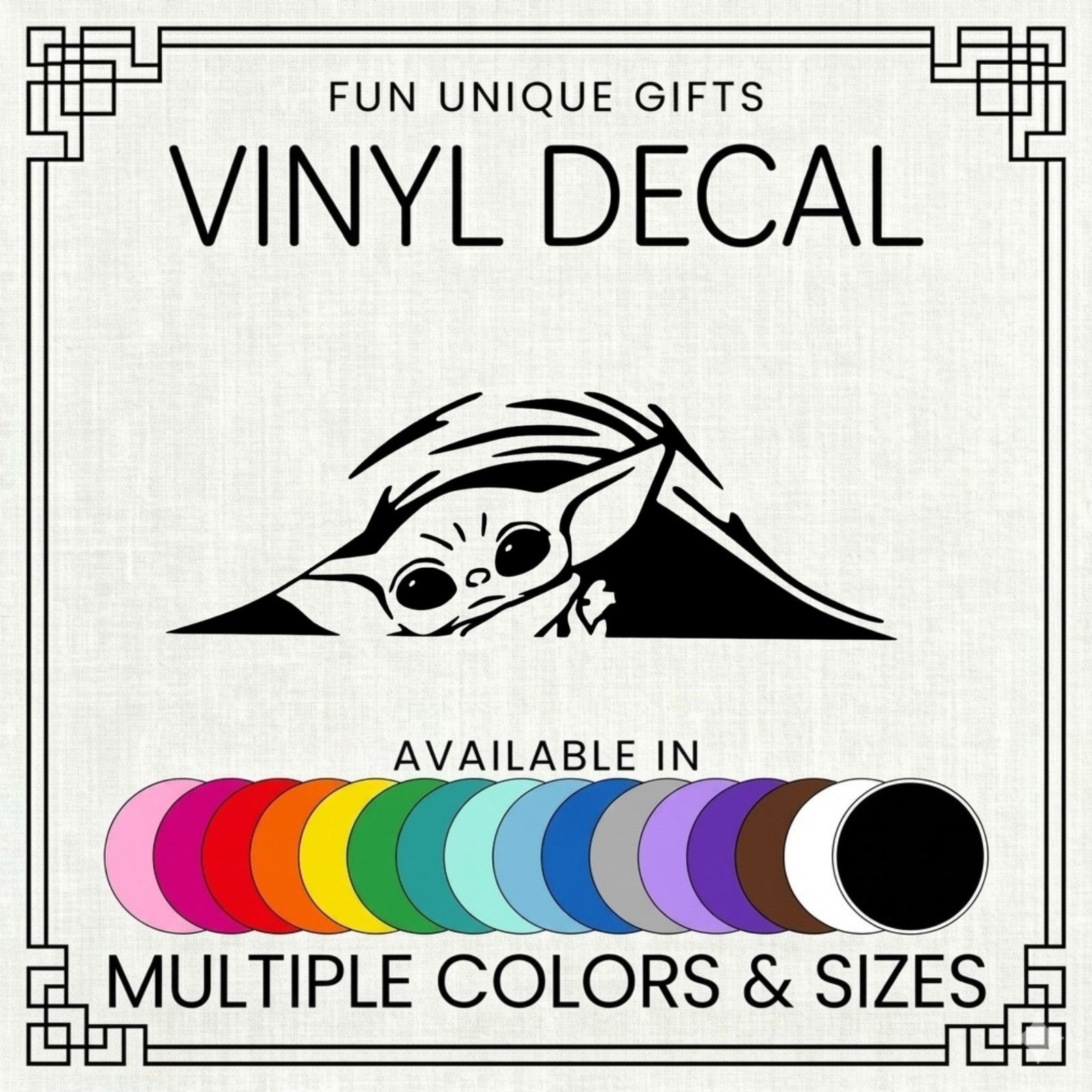Peeking Baby Yoda Vinyl Decal Sticker -Multiple Colors & Sizes- SHIPS FREE!