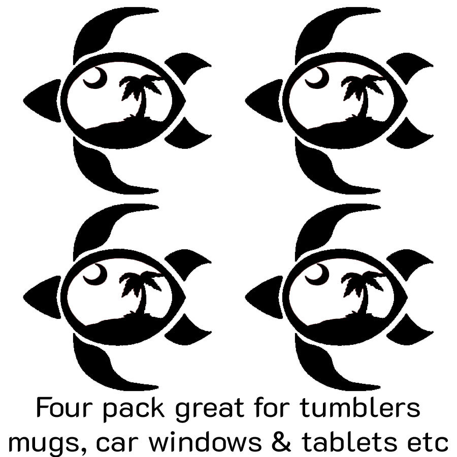 4 Pack Beach Sea Turtle 2.5" Vinyl Decal Car Truck Window Laptop Tablet Tumblers