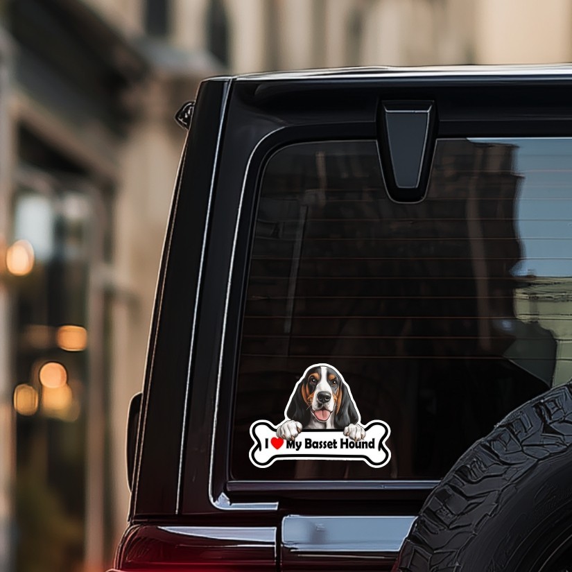 I Love My Basset Hound, Dog, Pet, Sticker, Peel N' Stick, Different Sizes