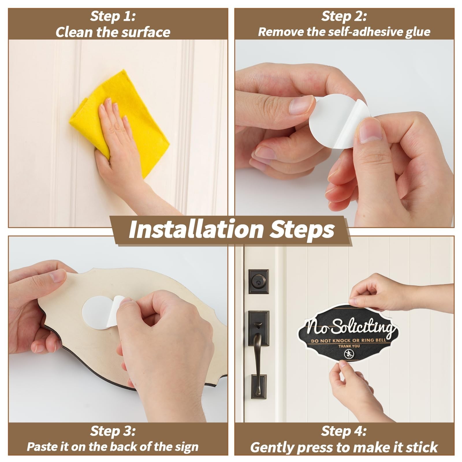 3 Pack No Soliciting Sign for House Door, 3 Colors, Outdoor Commercial Signag…