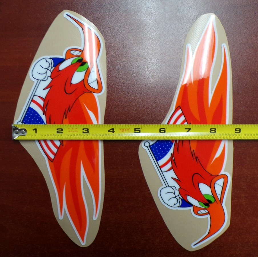 HONDA OLD SCHOOL USA MADE FLAG CORRECT WOODY WOODPECKER GRAPHIC STICKER