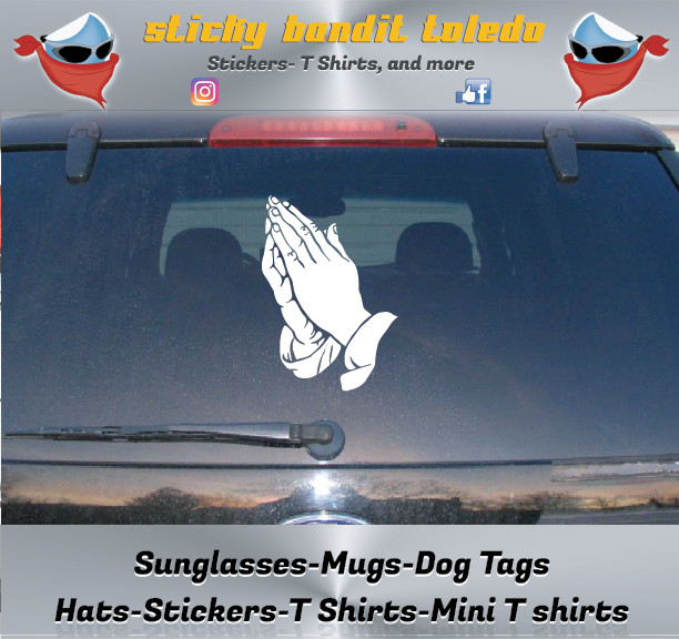 Jesus Praying Hands 7 inch window vinyl decal sticker