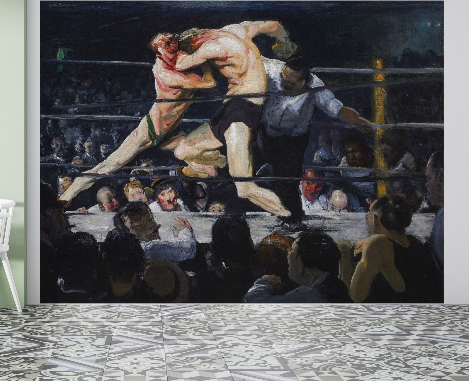 Boxing Match Painting Artwork Wall Mural. Stag at Sharkey's (1909) painting by G