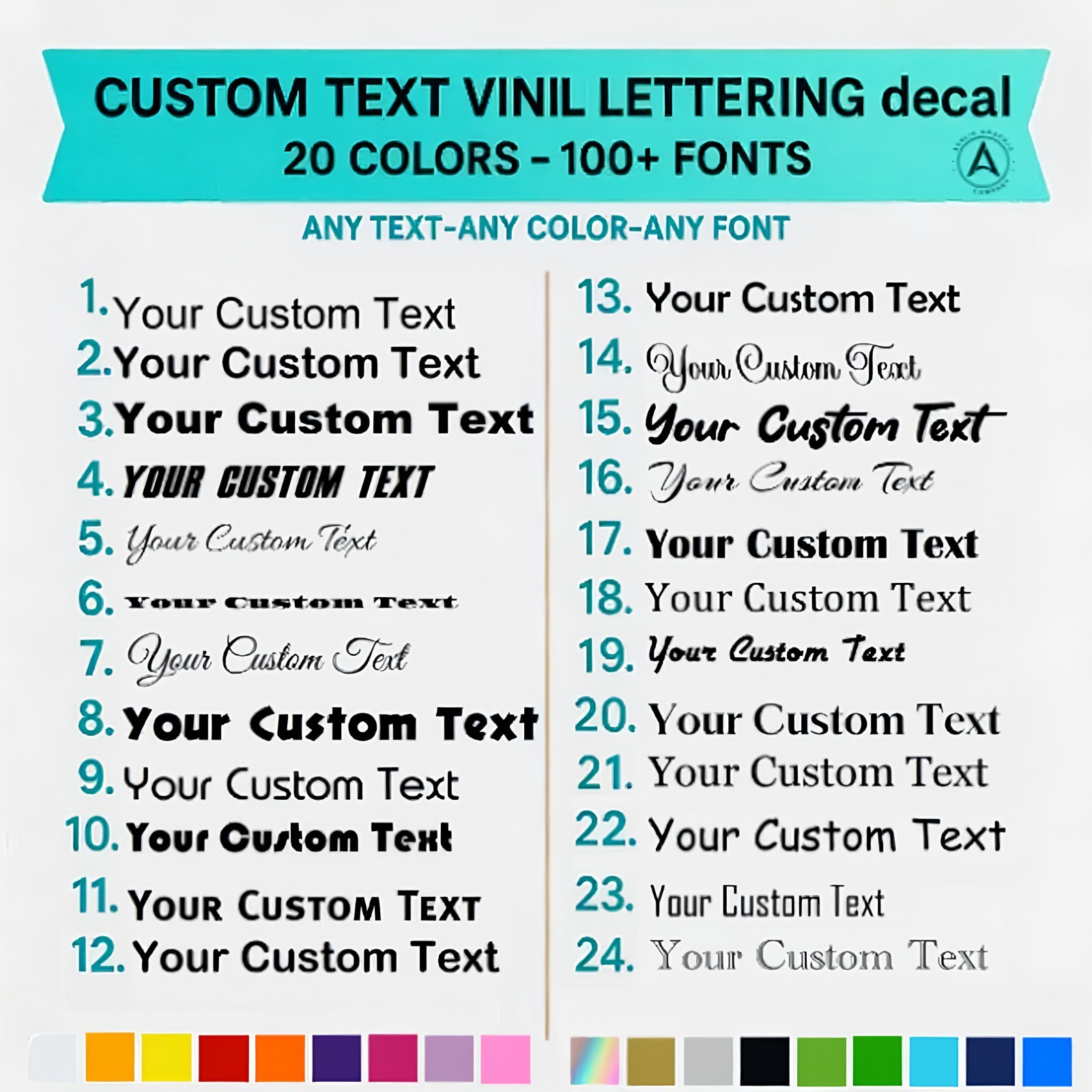 Custom Text Vinyl Lettering Sticker Decal Personalized -ANY TEXT – ANY NAME-