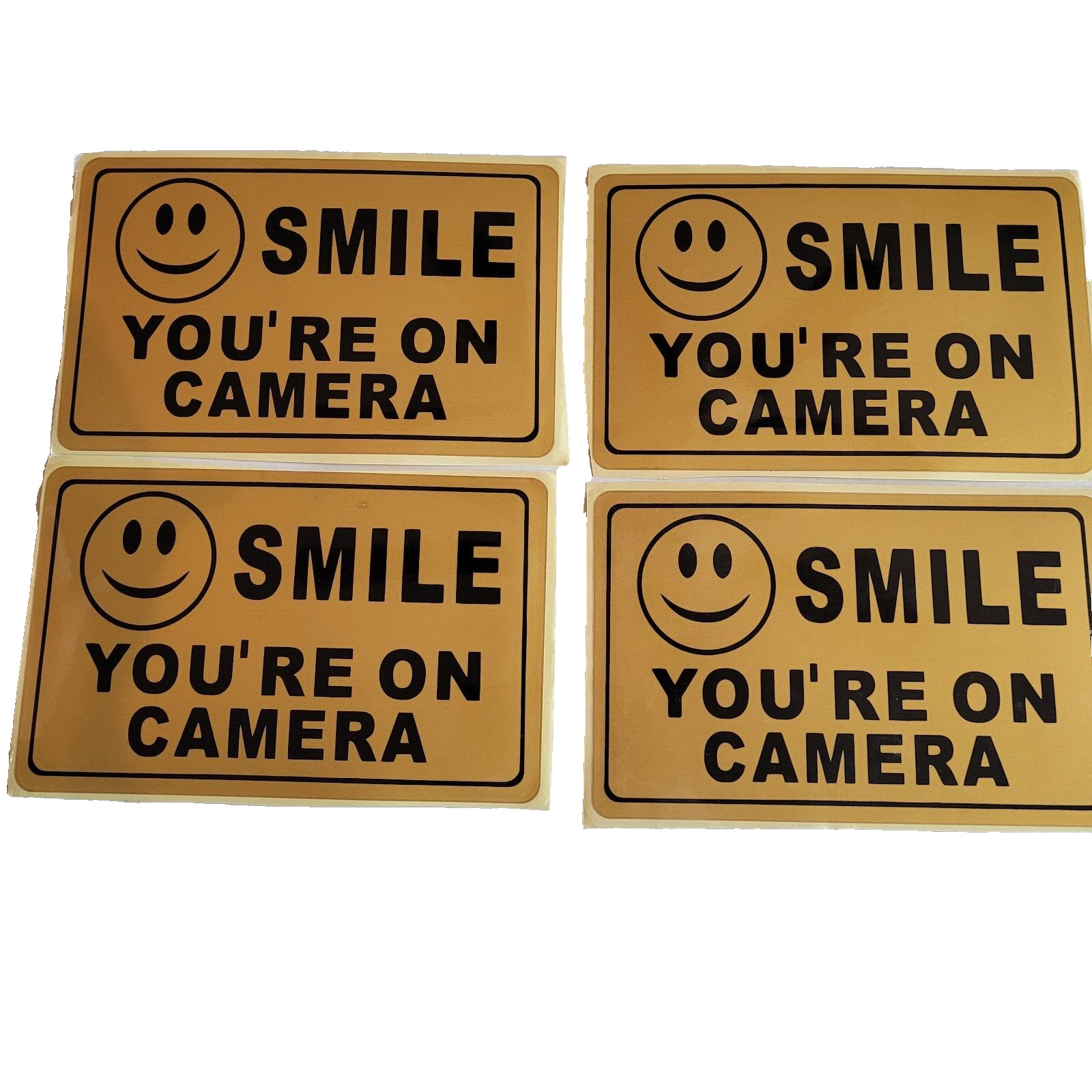 4 pack Smile You're On Camera Stickers 5×8 Security Warning Alarm Window Decal