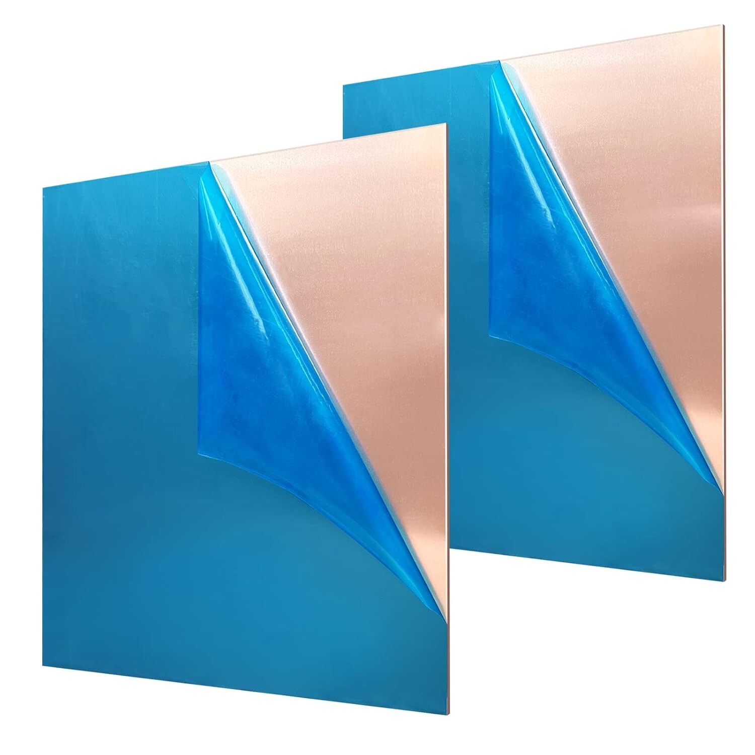 2 Pieces 99.9% Pure Copper Sheet 4" X 4"18 Gauge1mm Thickness Film Attached Co