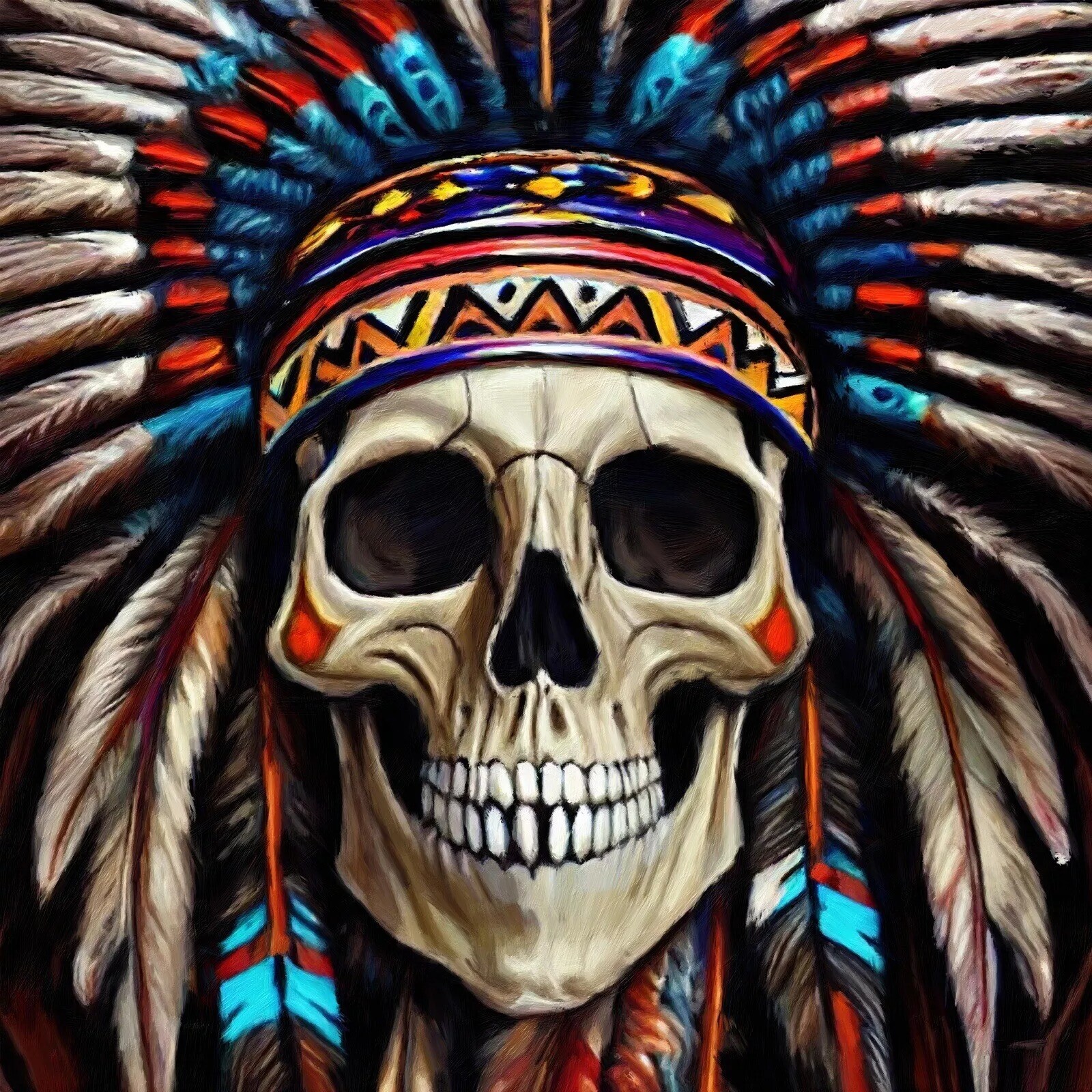 Native American Skull Sticker