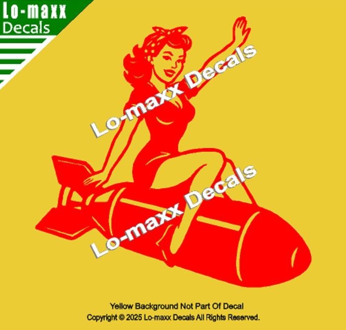 WW II Hot Sexy Girl Bomb Nose Art Decal Die Cut Vinyl Sticker Multi Size/Color