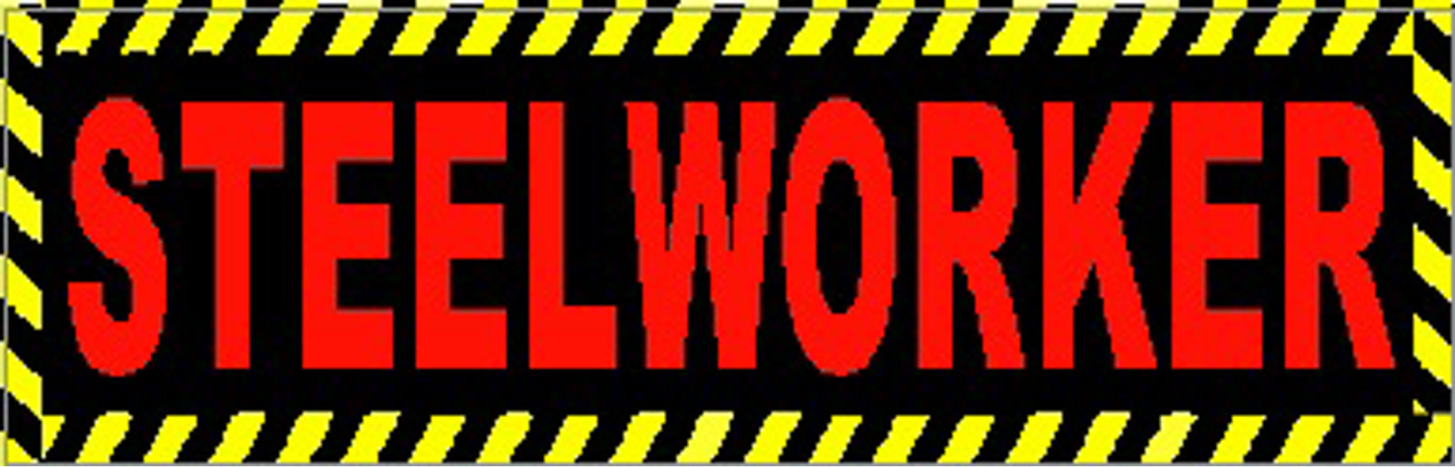 Steelworker with caution stripe border, CSW-9
