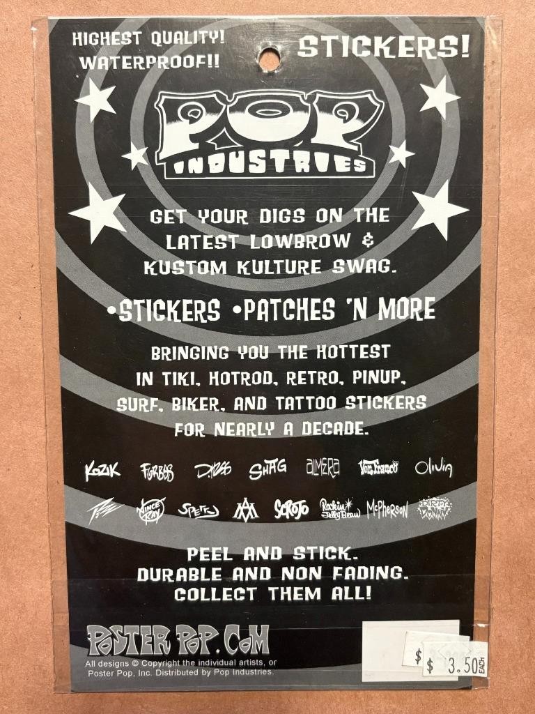 Pop Industries Sticker-VON FRANCO Surf Eyeball Wings-new 2004 posterpop retro