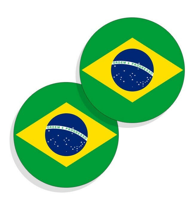 Brazil Flag Stickers Flag Decals Vinyl Indoor Outdoor Stickers Round 4 pack