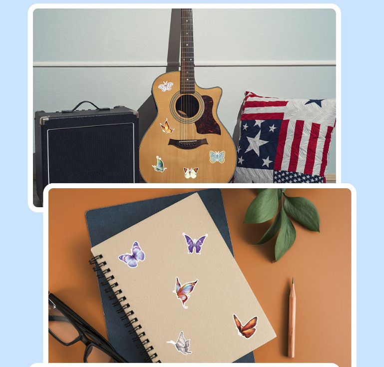 50Pcs Stickers Butterfly Laptop Luggage Skateboard Fridge Car Water bottle Vinyl
