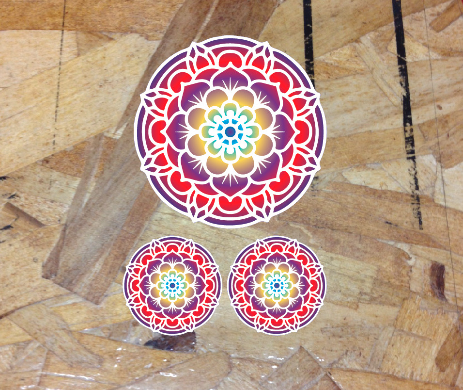 Mandala Ornamental Full Color Brite Design Auto Car Vinyl Sticker 3 for 1 – 3.5"