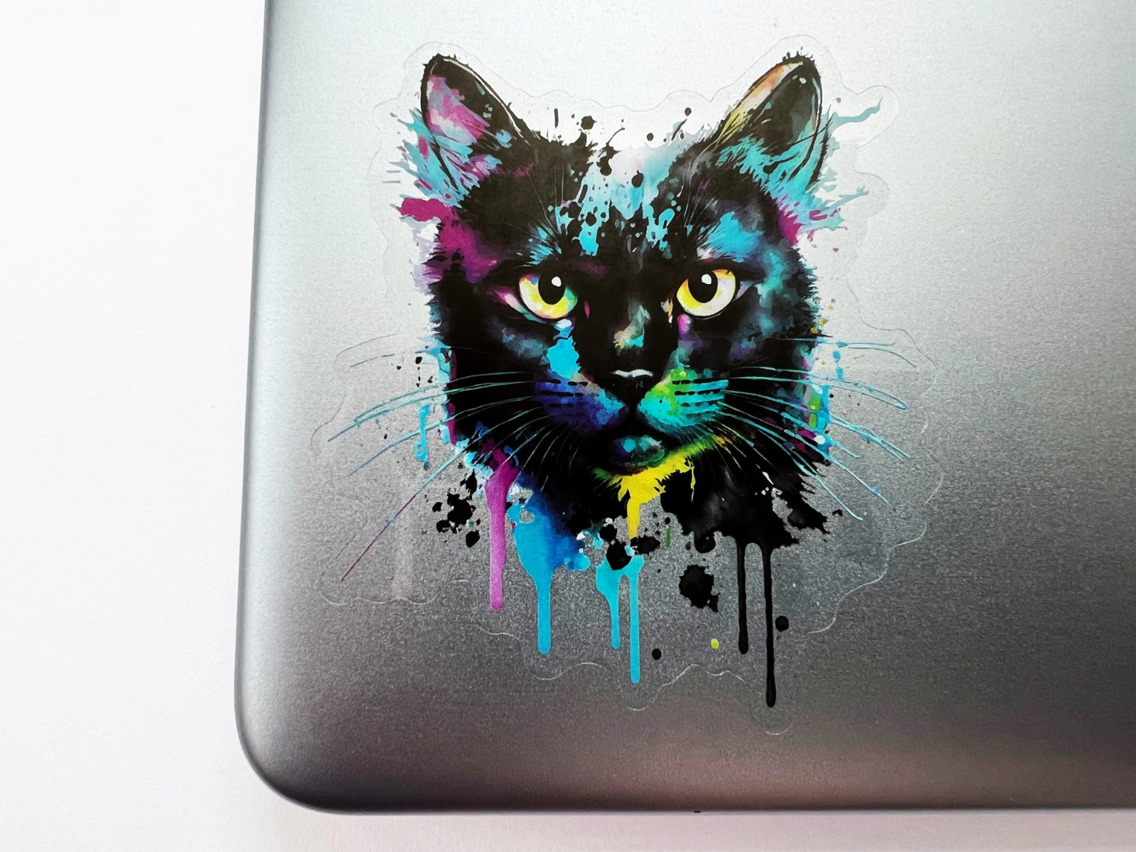 Cute Black Cat 3 Inch Transparent Sticker Kitty Eyes Pet Art Decal