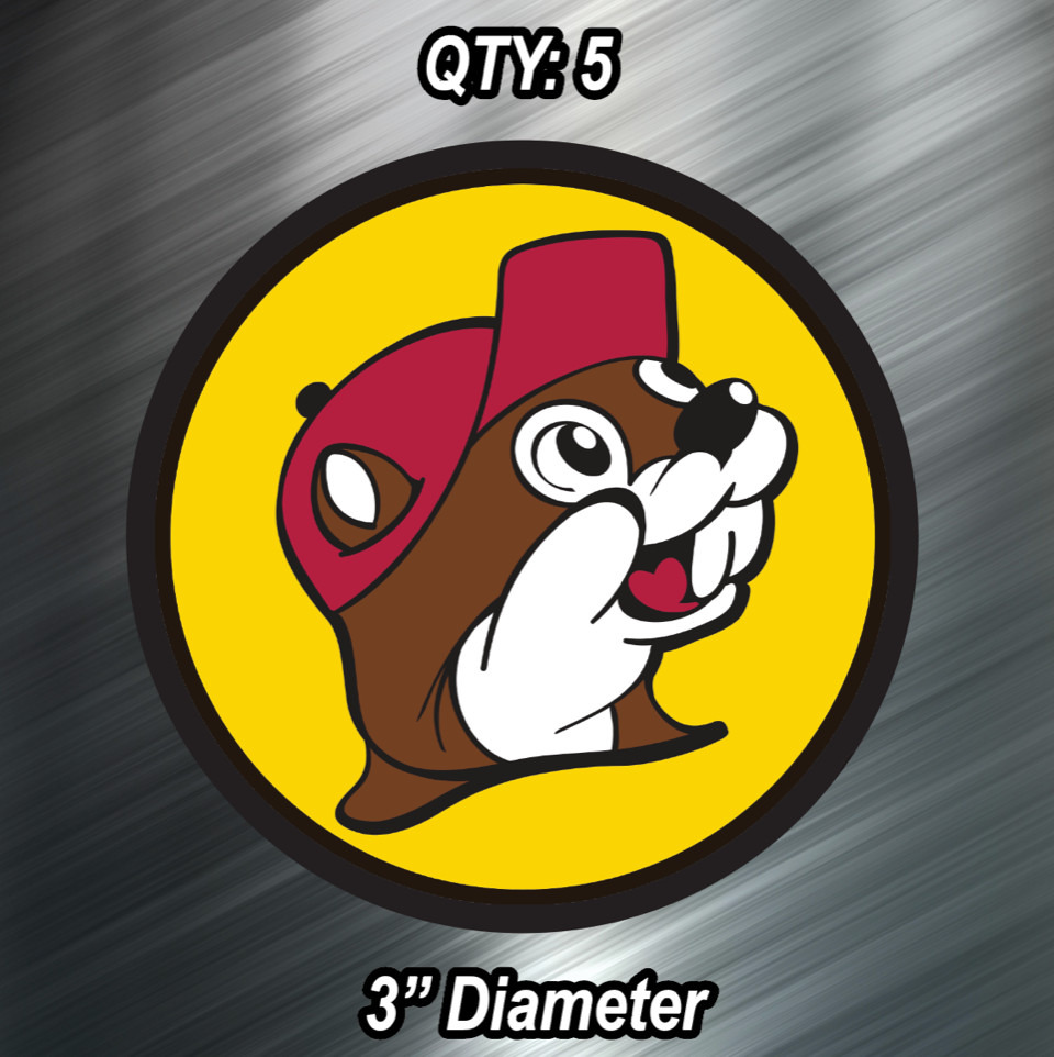 (5) FIVE Bucees Buc-ees Vinyl Decal Sticker For Car Laptop Skateboard NEW!