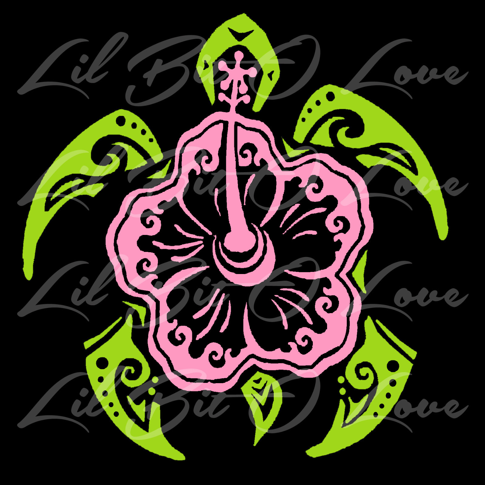 Tribal Hibiscus Sea Turtle Vinyl Decal Sticker Tortoise Beach 2 Color