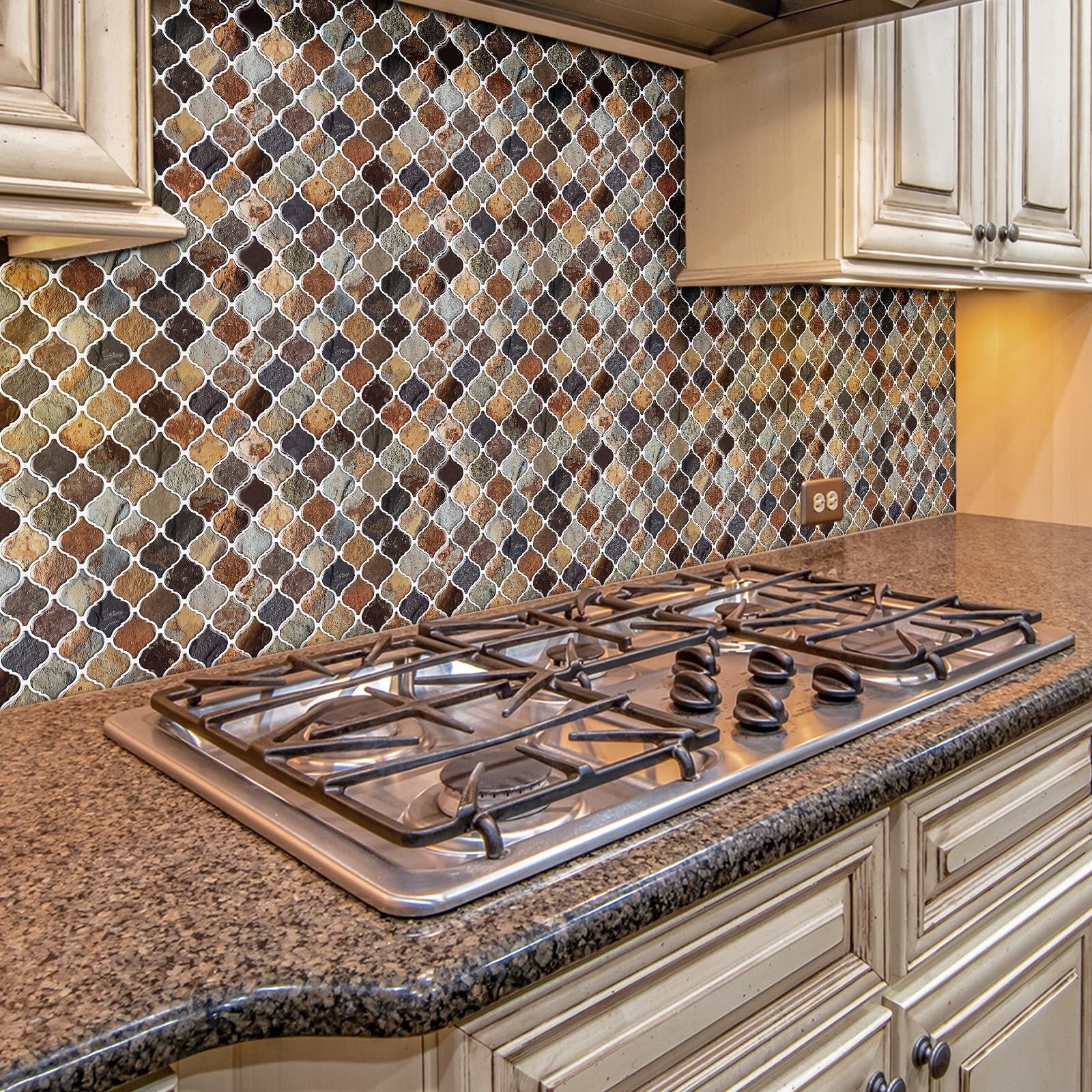 Arabesque Peel and Stick Backsplash, 12”X12” Backsplash Tile for Kitchen Peel…