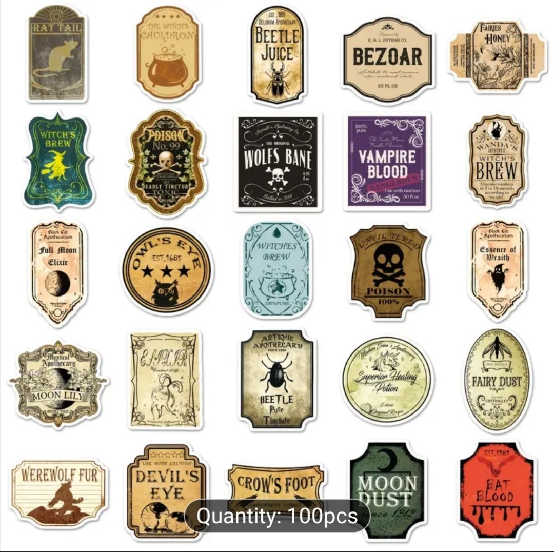 10 PCS Vintage Potion Labels Stickers BRAND NEW Version B
