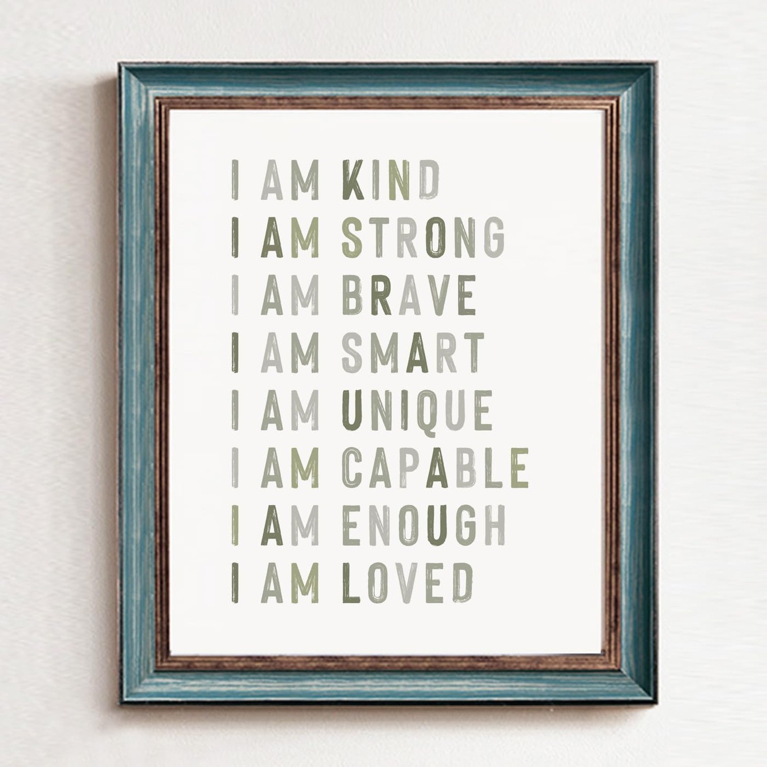 Positive Affirmations, Classroom Wall Art, Green Nursery Wall Decor Neutral, …