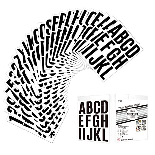 24 Sheets 2 Inch Self Adhesive Letters Stick on Vinyl Letters Capital Black